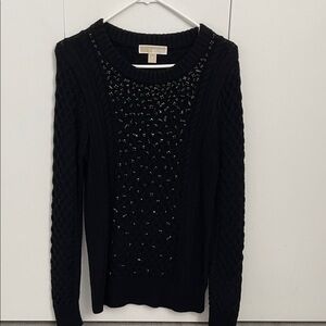 Michael Kors Black Textured Sweater with Embellishments size Medium
